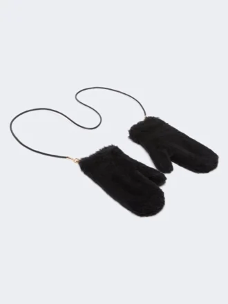 Luvas em tecido de alpaca e lã teddy, pretas