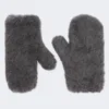 Luvas em tecido de lã e alpaca teddy, cinzento médio Luvas em tecido de lã e alpaca teddy, cinzento médio