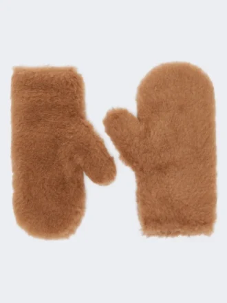 Luvas em tecido Teddy, cor camelo