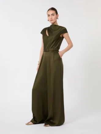 Macacão em cetim reverso, verde musgo