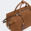 Mala Boston grande em pele nubuck, castanho escuro Mala Boston grande em pele nubuck, castanho escuro