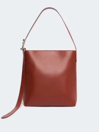 Mala de compras em pele com fivela em S, cor ferrugem