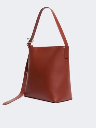 Mala de compras em pele com fivela em S, cor ferrugem