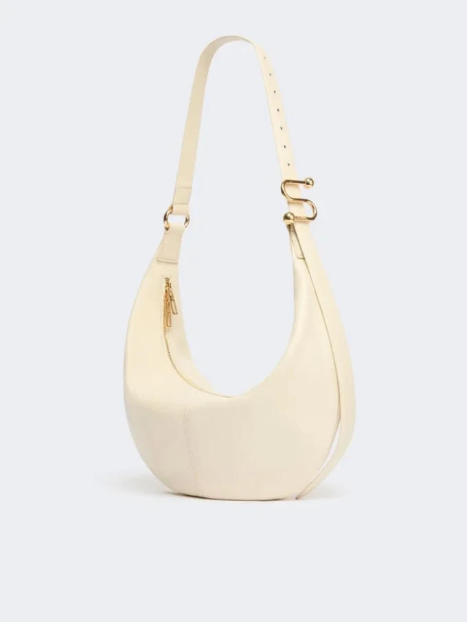 Mala hobo em pele napa, baunilha Mala hobo em pele napa, baunilha