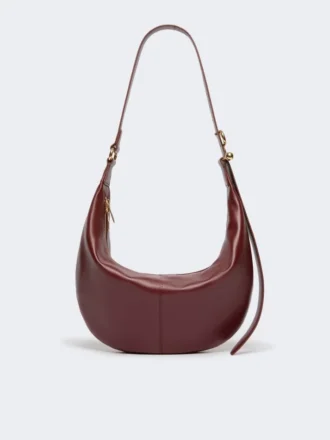 Mala hobo em pele napa, cor bordô