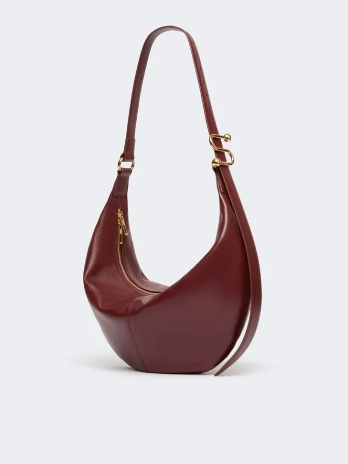 Mala hobo em pele napa, cor bordô