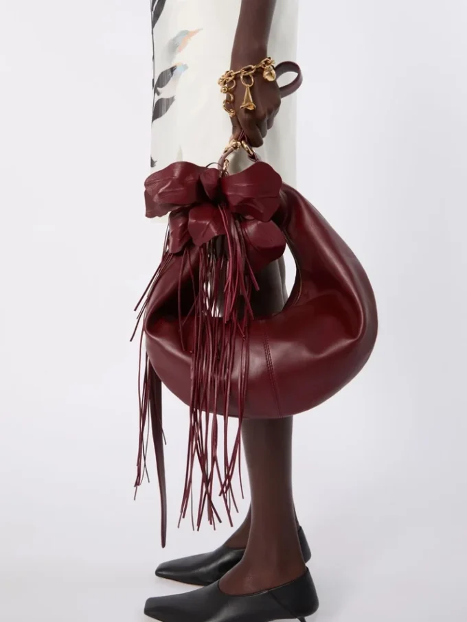 Mala hobo em pele napa, cor bordô