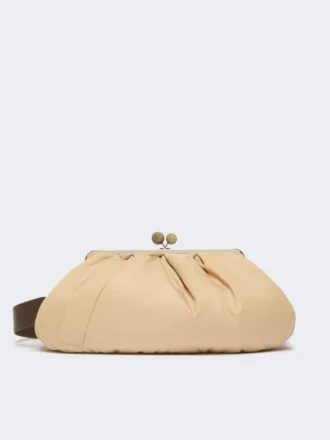 Mala Pasticcino extragrande acolchoada em gabardine técnica, bege