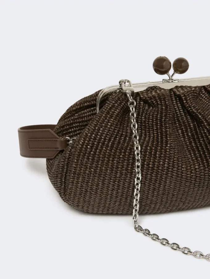 Mala Pasticcino média com efeito de ráfia, castanho escuro Mala Pasticcino média com efeito de ráfia, castanho escuro