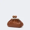 Mala Pasticcino média em pele com padrão de crocodilo, castanho-avermelhado