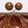 Mala Pasticcino média em pele com padrão de crocodilo, castanho-avermelhado