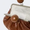 Mala Pasticcino média em pele com padrão de crocodilo, castanho-avermelhado