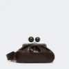 Mala Pasticcino média em pele com padrão de crocodilo, castanho escuro Mala Pasticcino média em pele com padrão de crocodilo, castanho escuro