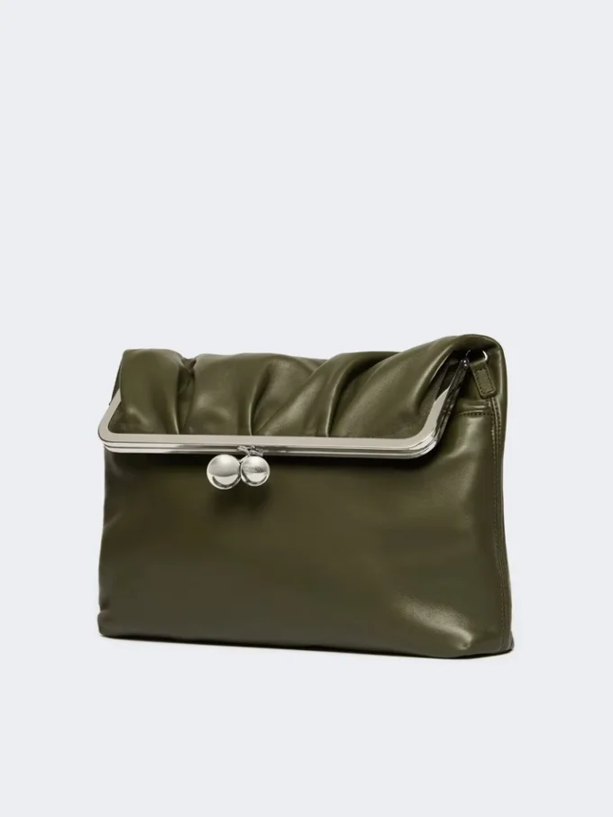 Mala tipo envelope Pasticcino em pele napa brilhante, verde escuro
