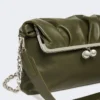 Mala tipo envelope Pasticcino em pele napa brilhante, verde escuro