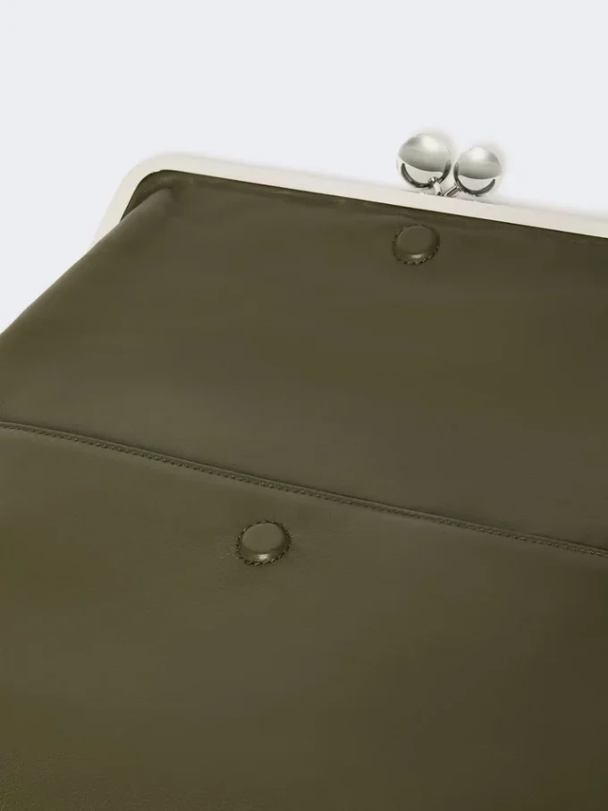 Mala tipo envelope Pasticcino em pele napa brilhante, verde escuro