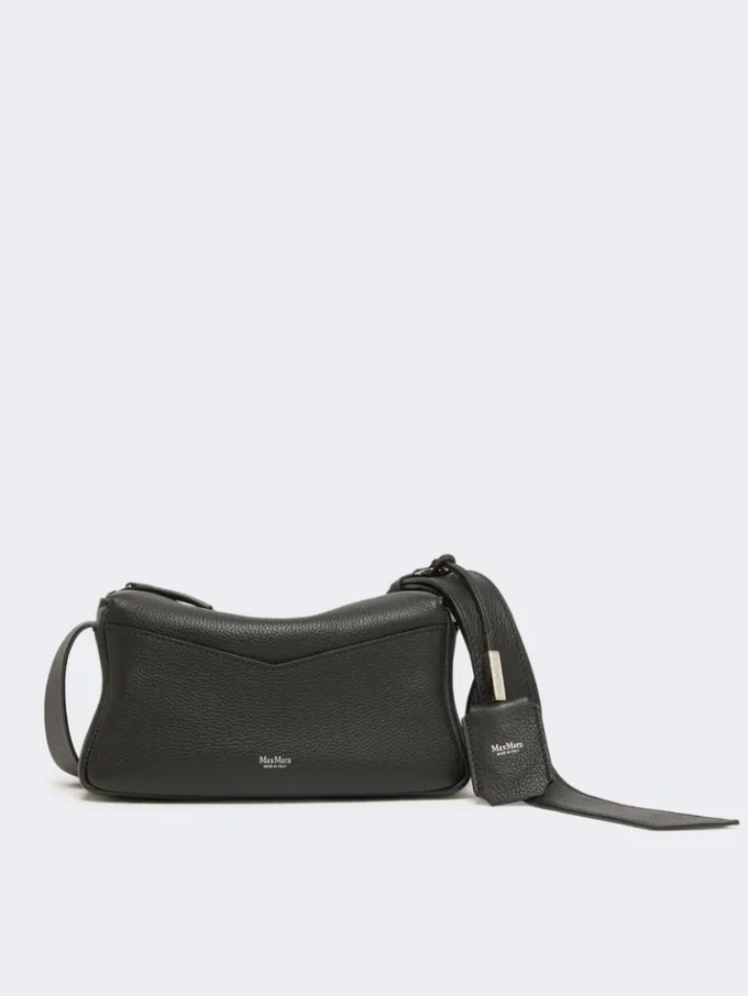 Micro-bolsa em pele de baixo brilho, preta