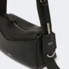 Micro-bolsa em pele de baixo brilho, preta