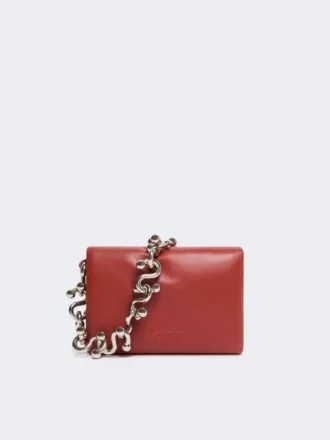 Mini-bolsa Soffy em pele napa acolchoada, vermelho tijolo