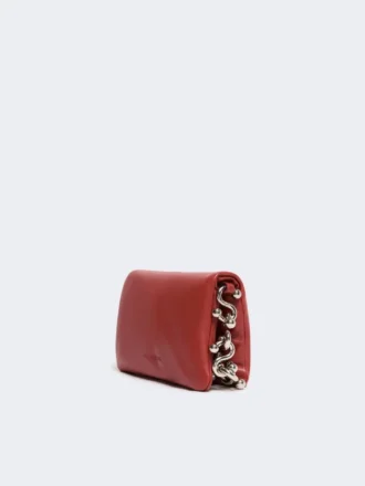 Mini-bolsa Soffy em pele napa acolchoada, vermelho tijolo