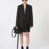 Blazer de gabardine às riscas, preto Blazer de gabardine às riscas, preto