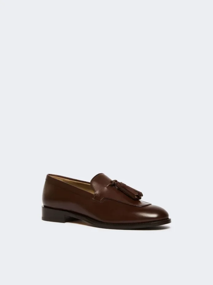 Mocassins de couro com borlas, cor cacau Mocassins de couro com borlas, cor cacau
