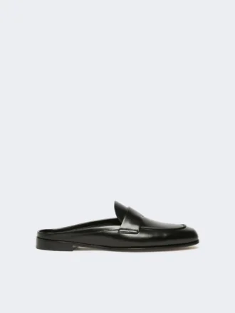 Mocassins tipo mule em pele lisa, pretos