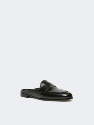 Mocassins tipo mule em pele lisa, pretos