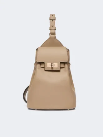 Mochila Margaux de couro, de um ombro, cor lama