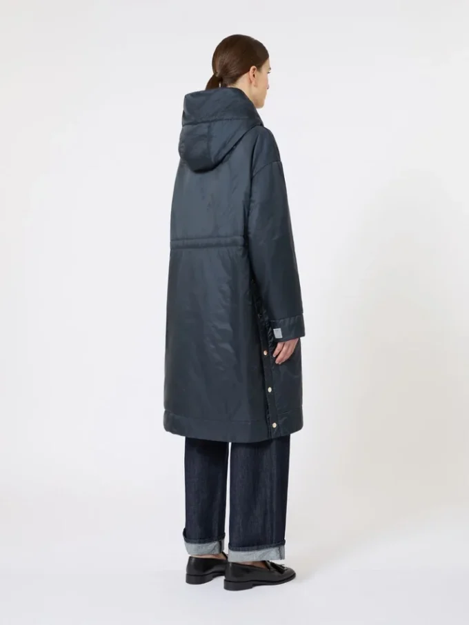 Parka acolchoada em lona repelente à água, azul-escuro