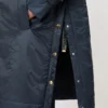 Parka acolchoada em lona repelente à água, azul-escuro