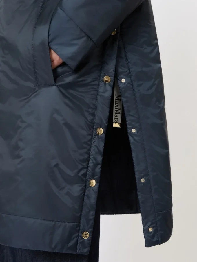 Parka acolchoada em lona repelente à água, azul-escuro
