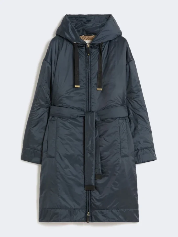 Parka acolchoada em lona repelente à água, azul-escuro