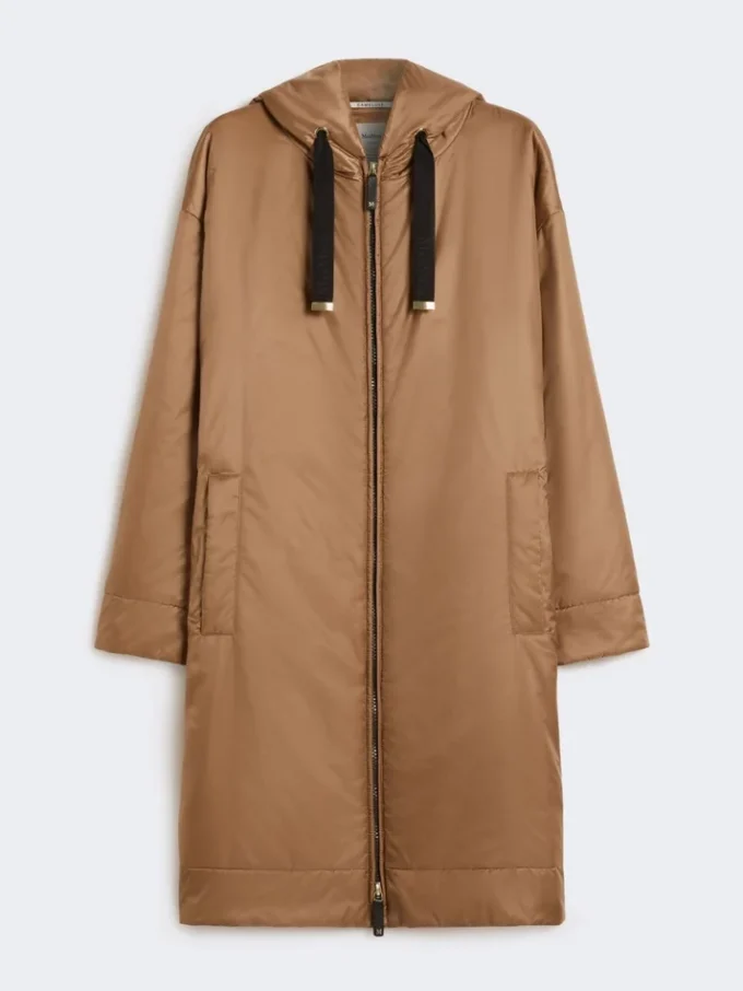 Parka acolchoada em lona repelente à água, cor camelo Parka acolchoada em lona repelente à água, cor camelo