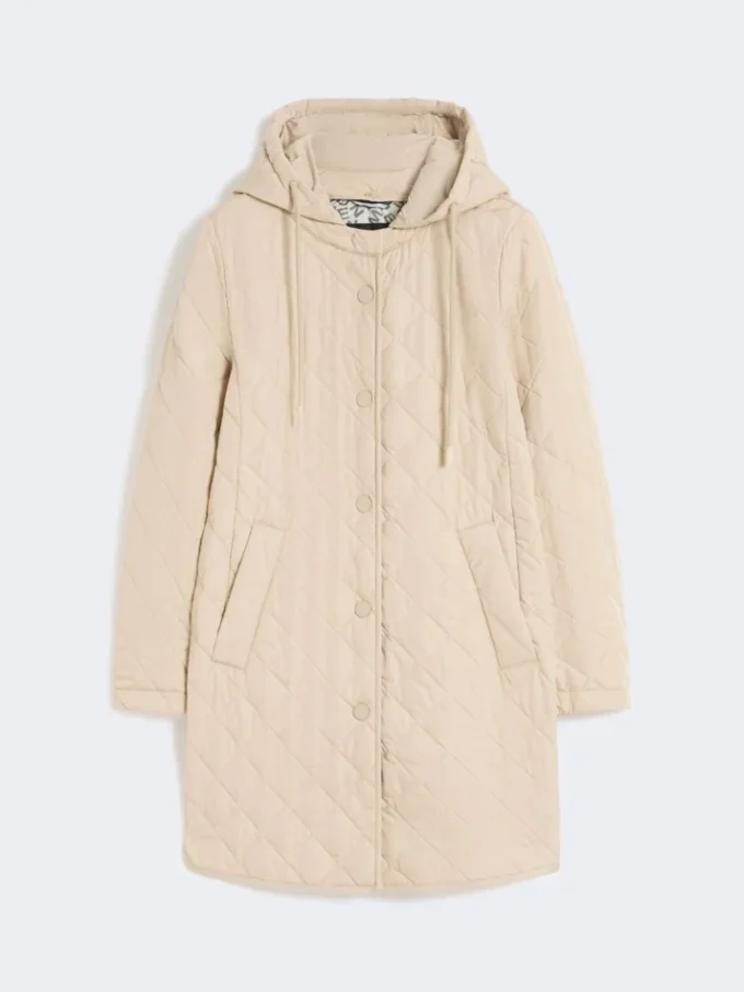 Parka acolchoada em tecido repelente de água, cor areia Parka acolchoada em tecido repelente de água, cor areia