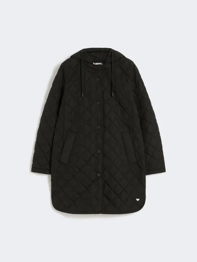 Parka acolchoada em tecido repelente à água, preta Parka acolchoada em tecido repelente à água, preta