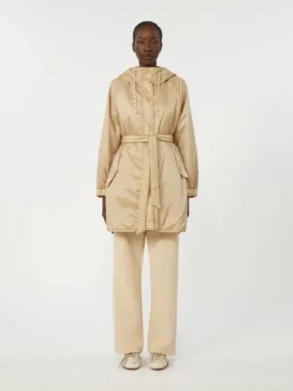 Parka acolchoada reversível em lona repelente à água, bege