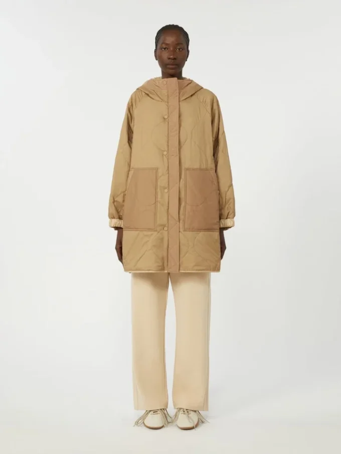 Parka acolchoada reversível em lona repelente à água, bege Parka acolchoada reversível em lona repelente à água, bege