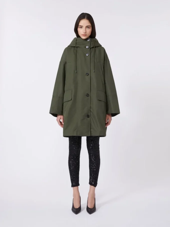 Parka em lona repelente à água, cor cáqui