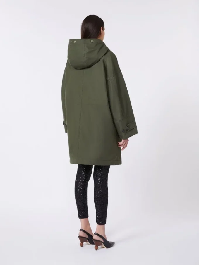 Parka em lona repelente à água, cor cáqui