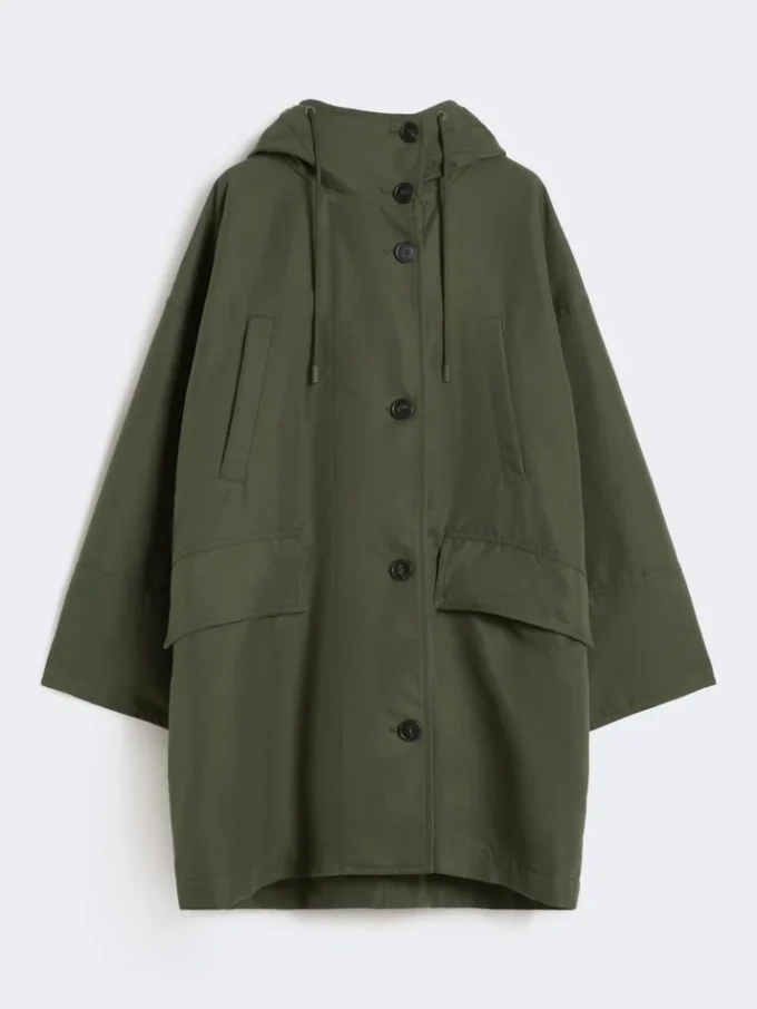 Parka em lona repelente à água, cor cáqui