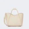 Pequena bolsa de couro estilo marinheiro, cor gelo