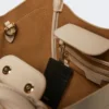 Pequena bolsa de couro estilo marinheiro, cor gelo