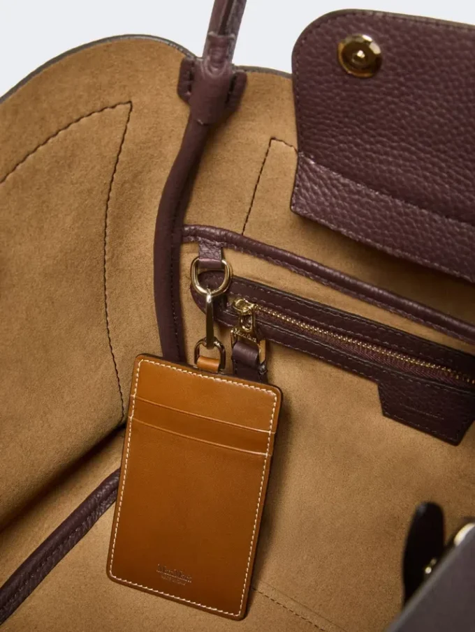 Pequena bolsa de couro estilo marinho, cor bordô