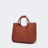 Pequena bolsa de couro estilo marinho, cor ferrugem