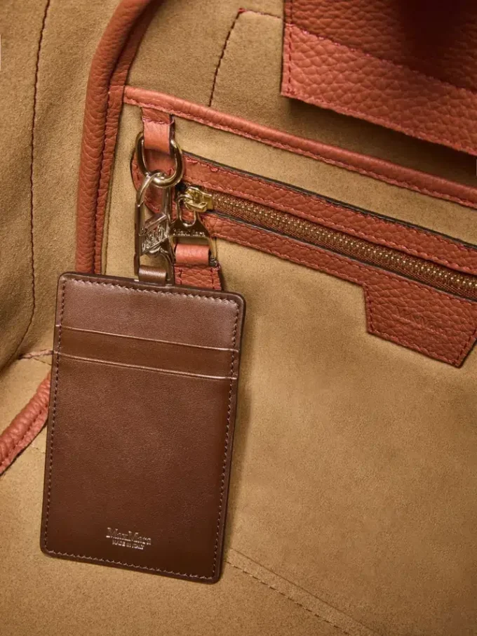 Pequena bolsa de couro estilo marinho, cor ferrugem