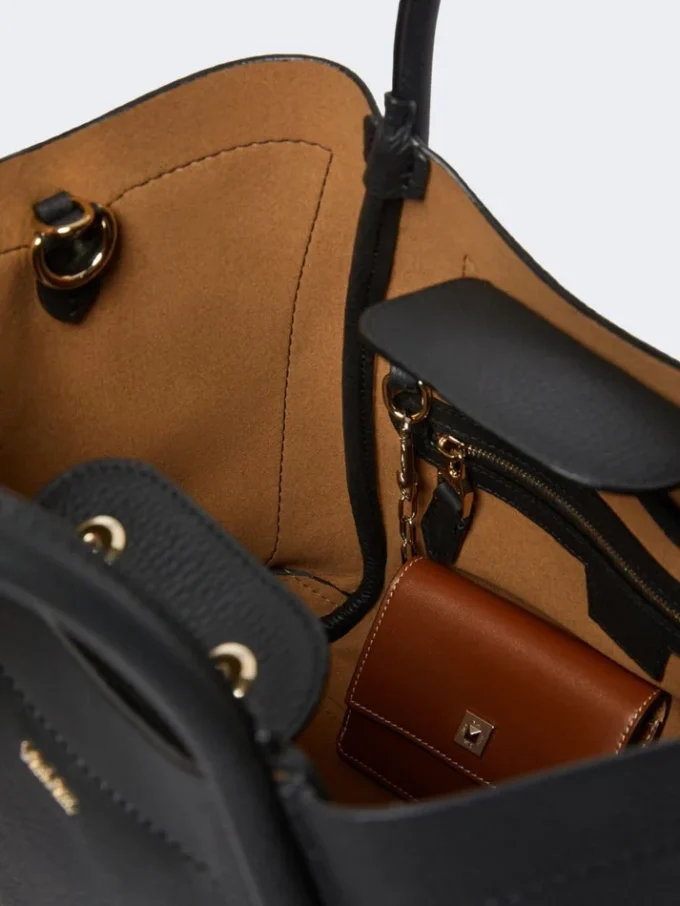 Pequena bolsa de couro Marine, preta