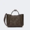 Pequena bolsa Marine com padrão em diamante e tecido trançado, castanho escuro Pequena bolsa Marine com padrão em diamante e tecido trançado, castanho escuro