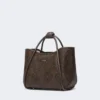 Pequena bolsa Marine com padrão em diamante e tecido trançado, castanho escuro Pequena bolsa Marine com padrão em diamante e tecido trançado, castanho escuro