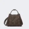 Pequena bolsa Marine com padrão em diamante e tecido trançado, castanho escuro Pequena bolsa Marine com padrão em diamante e tecido trançado, castanho escuro